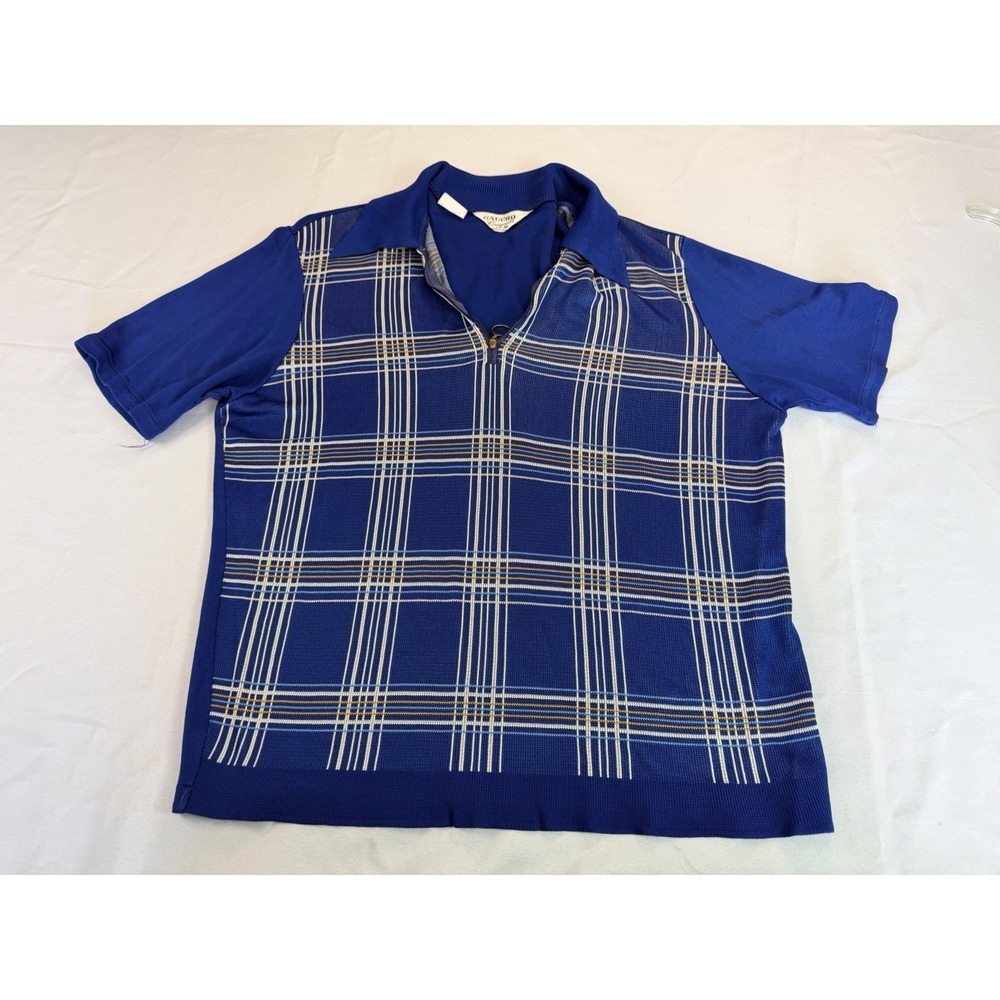 Gaucho Originals Rockabilly Blue Zip Shirt Size Medium‎ Made In USA Retro
